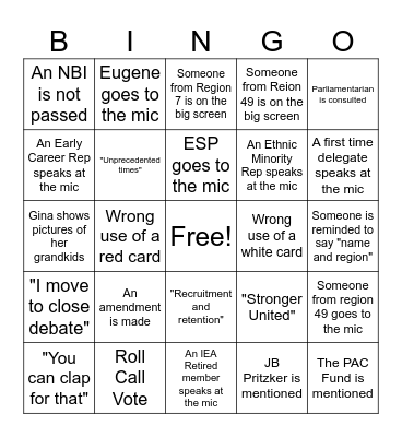 IEA-RA 2026 Bingo Card