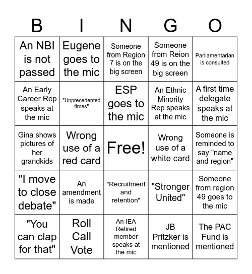 IEA-RA 2026 Bingo Card
