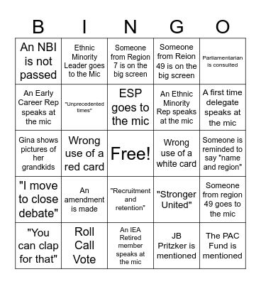 IEA-RA 2026 Bingo Card