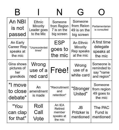 IEA-RA 2026 Bingo Card