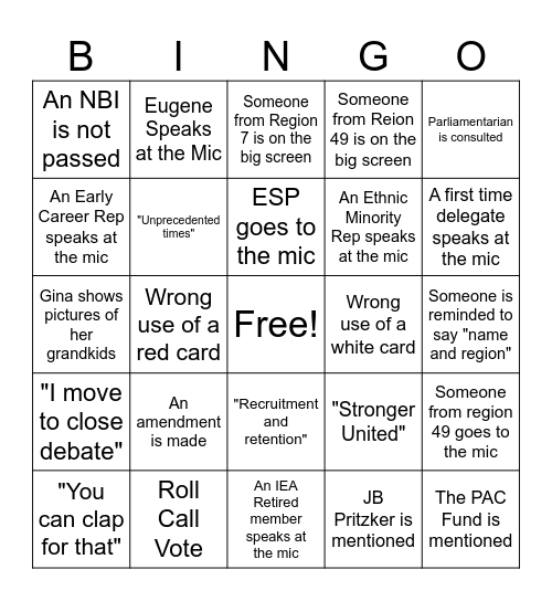 IEA-RA 2026 Bingo Card