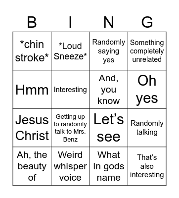 Bence Bingo Card