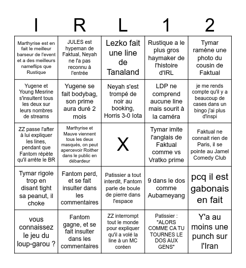 MPAMFINGO IRL 12 Bingo Card