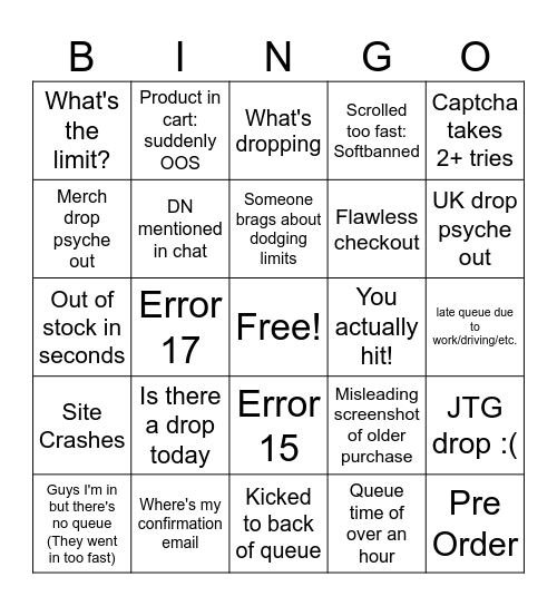 Pokemon Restock Bingo Card