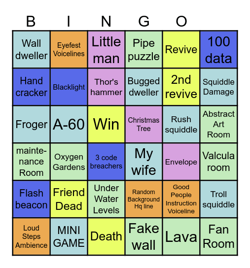 Pressure bingo Card