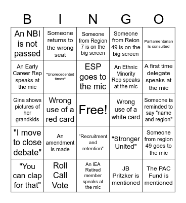 IEA-RA 2026 Bingo Card