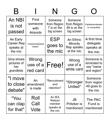 IEA-RA 2026 Bingo Card