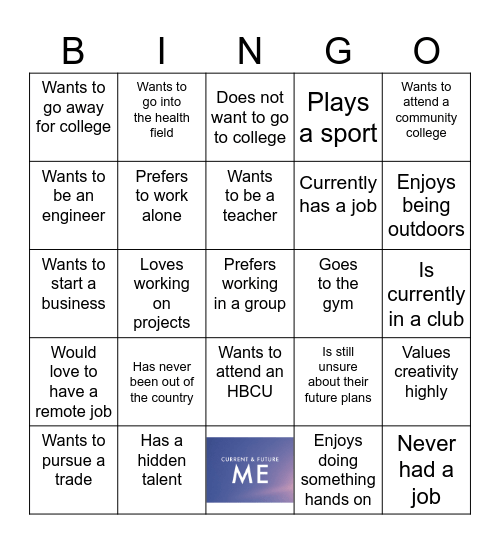 "Future Me" Bingo Card