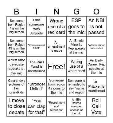 IEA-RA 2026 Bingo Card