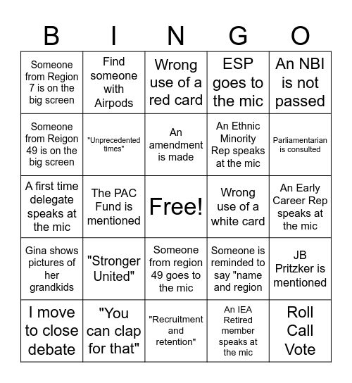 IEA-RA 2026 Bingo Card