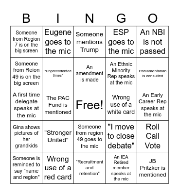 IEA-RA 2026 Bingo Card