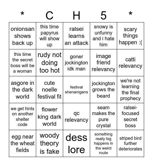 deltarune ch5 bingo Card