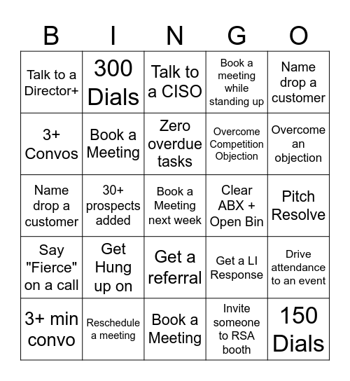 BDR Bingo Card