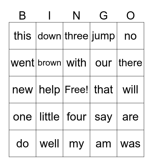 HEART WORD BINGO (1-64) Bingo Card