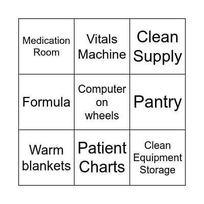 4W Mother & Baby Unit Bingo Card