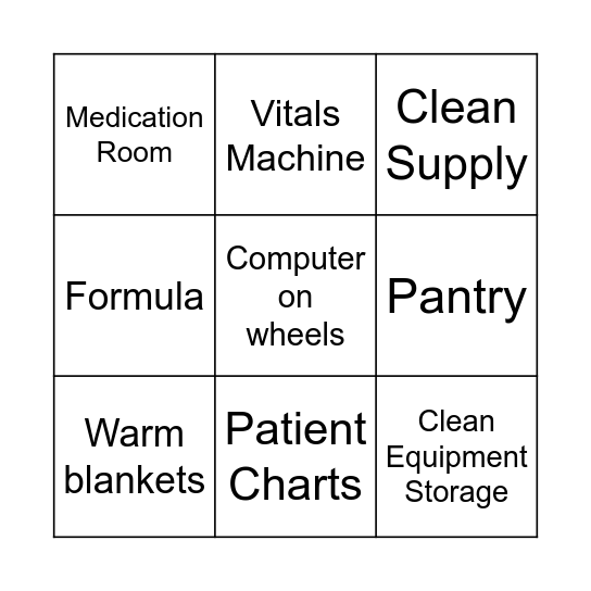 4W Mother & Baby Unit Bingo Card