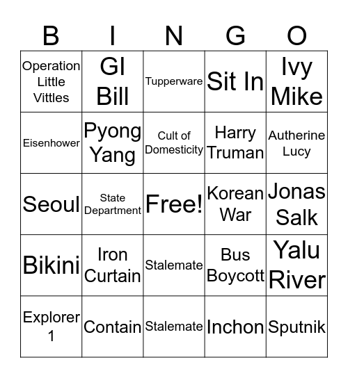 Cold  War Bingo Card