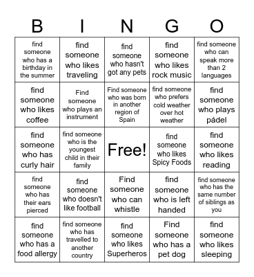 Find Someone Who... Bingo Card