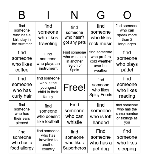 Find Someone Who... Bingo Card