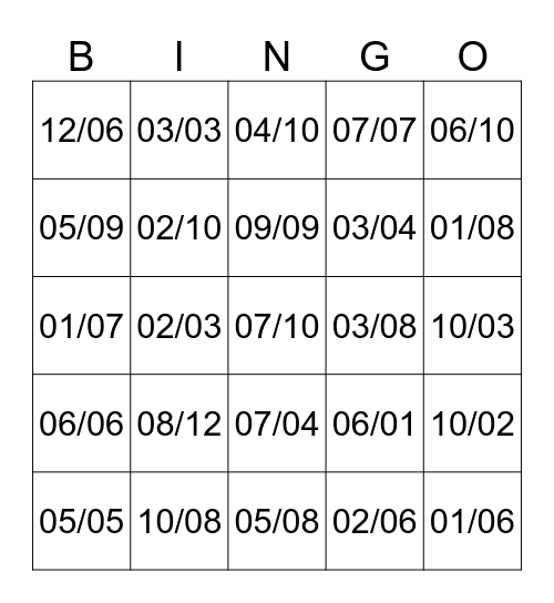 data Bingo Card