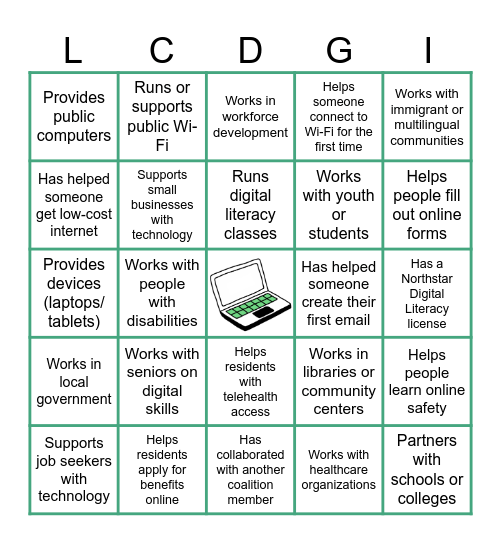 Digital Equity Coalition Bingo Card