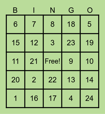 PRI Easter Bingo Card