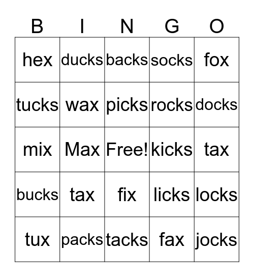 CKS and X Bingo Card