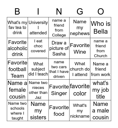 Birthday Girl  Bingo  Bingo Card