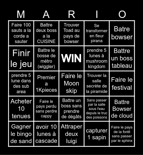 Super Mario Odyssey Bingo Board Bingo Card