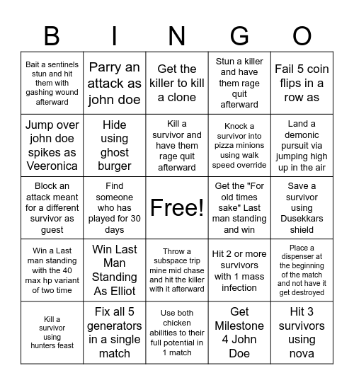 Forsaken Bingo! Bingo Card