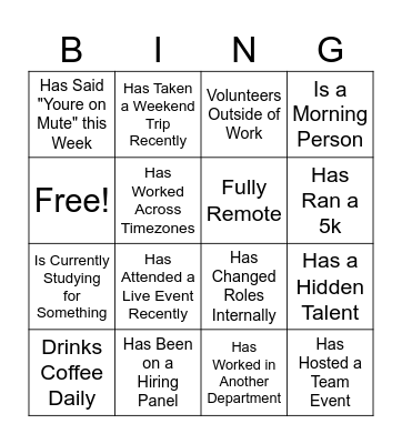 HDS Fun Committee Icebreaker Bingo Card