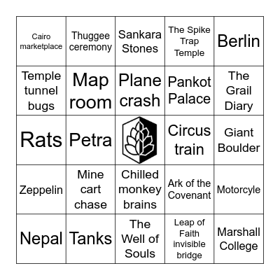 Indiana Jones - Places & Things Bingo Card