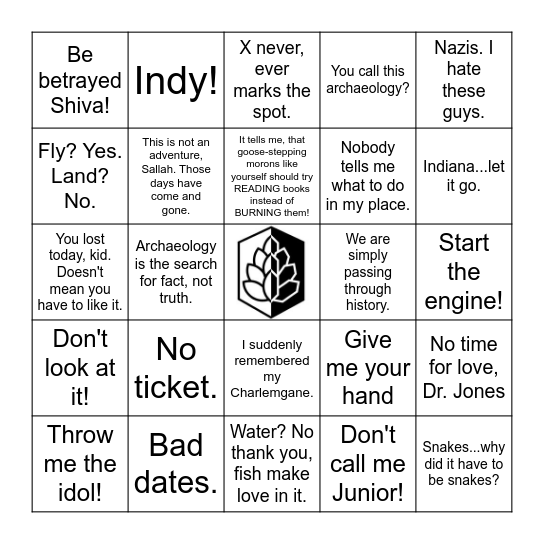 Indiana Jones - Quotes Bingo Card