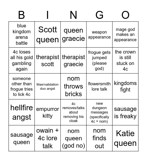 DALLAS' LORE DAY BINGO Card