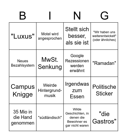 Beckys Monologen Bingo Card