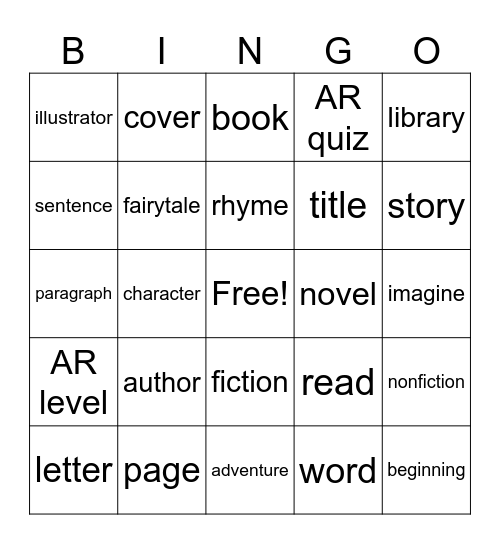 Reading Week  Bingo Card