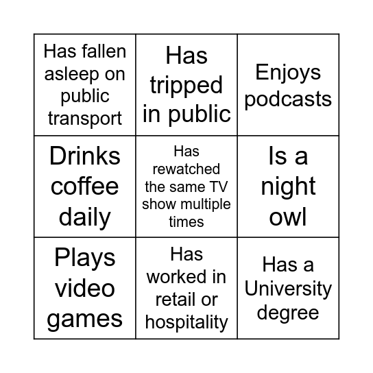 Human Bingo Card