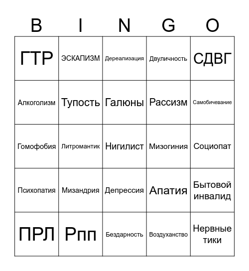 Насколько ты похож на админа паблика?? Bingo Card