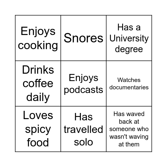 Human Bingo Card