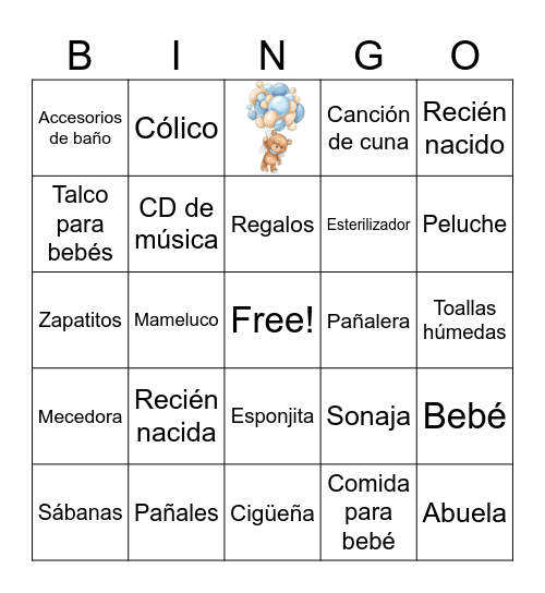 BABY SHOWER Bingo Card