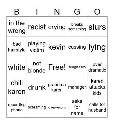 karen bingo Card