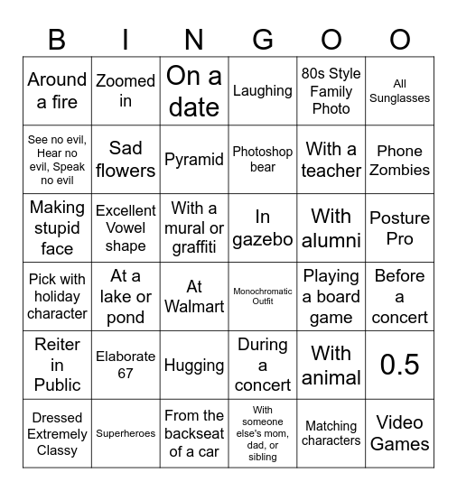 Vox Photo Bingo Card