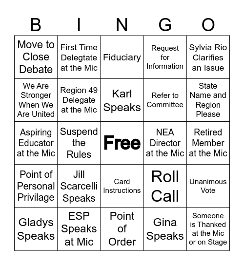 IEA - RA Bingo Card