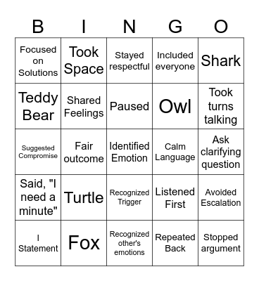 Conflict Review Bingo Card