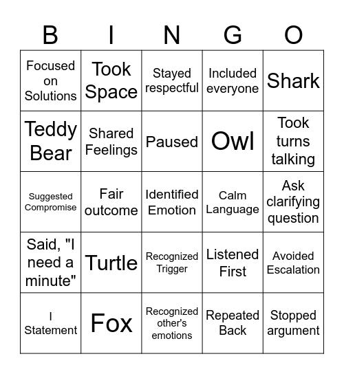Conflict Review Bingo Card