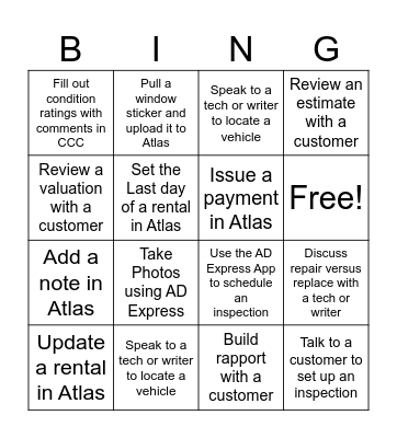 Ride Along Bingo Card