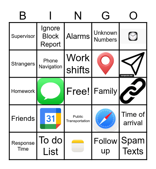 Texting Bingo Card