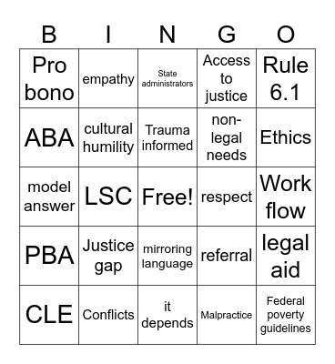 FLA Presentation Bingo Card