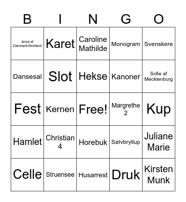 DRONNINGEBINGO Card