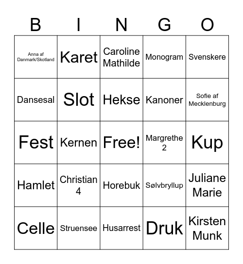 DRONNINGEBINGO Card